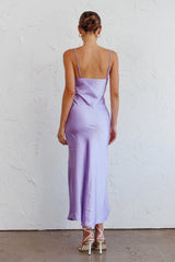 Well Versed Pleated Bust Front Split Dress Lavender