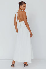 Spring Feels Halterneck Belt Maxi Dress White