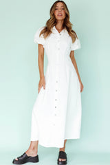 Zurich Pleated Waist Midi Dress White