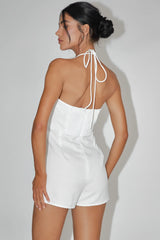Tink Bow Bust Romper White