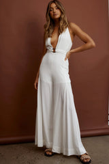 Franklin Halterneck Jumpsuit White