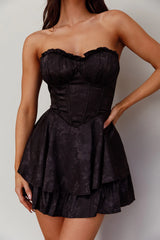 Paris Muse Gathered Bust Romper Black