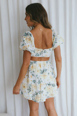 You're So Magic Cut-Out Mini Dress Floral Yellow