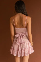 Just Like Heaven Lace Overlay Mini Dress Blush