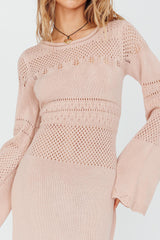 Gail Long Sleeve Crochet Maxi Dress Blush
