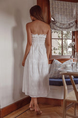 Chasing Sunshine Strapless Midi Dress White
