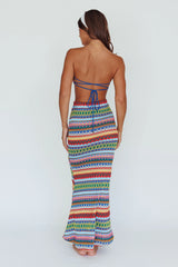 Tulum Knit Midi Skirt Blue Multi