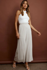 La Romana High Waisted Wide Leg Pants Sand