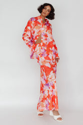 Vacation Midi Skirt Floral Orange/Purple
