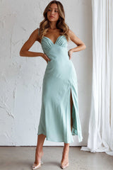 Clovelly Tied Shoulder Midi Dress Sage