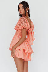 Hold My Halo Lace Sleeve Romper Apricot