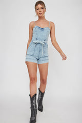 Laureen Pocket Romper Denim