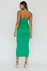 Mari Halterneck Midi Dress Green