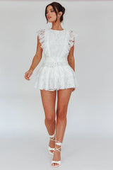 Sevila Sleeveless Lace Romper White