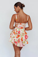 Tuscan Summer Flounce Romper Floral White