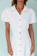 Zurich Pleated Waist Midi Dress White