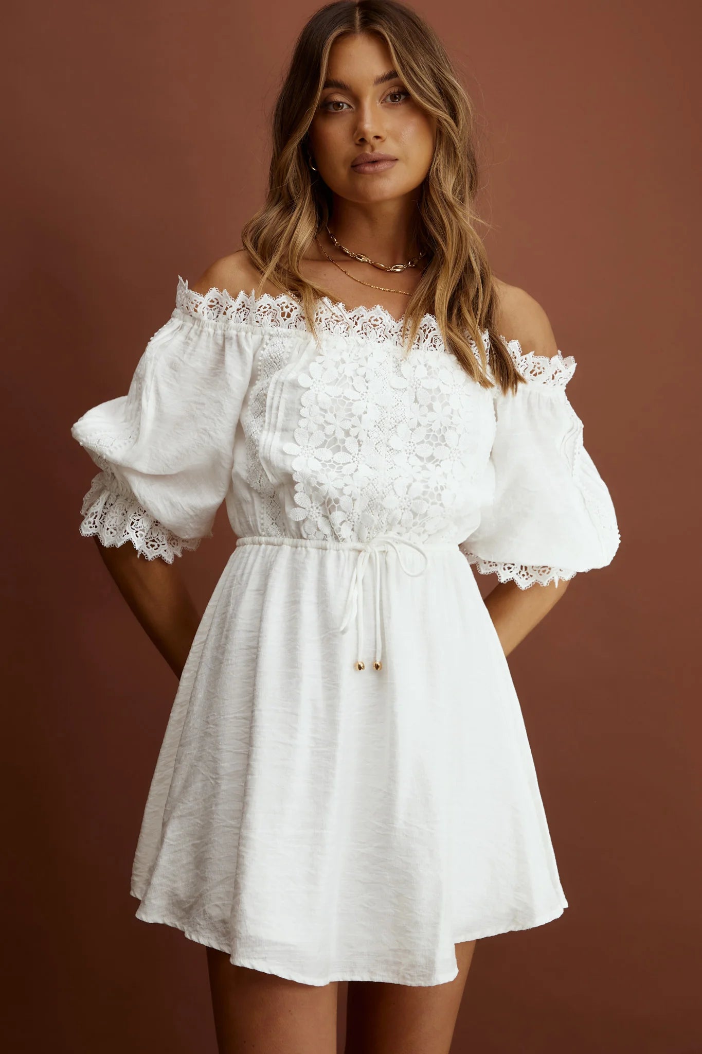 Homeward Off-Shoulder Lace Dress White