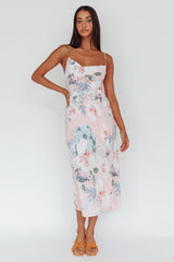 Suki Front Split Midi Dress Lily Light Pink