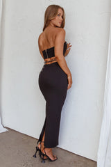 Cindi Cut-Out Chain Waist Maxi Dress Black