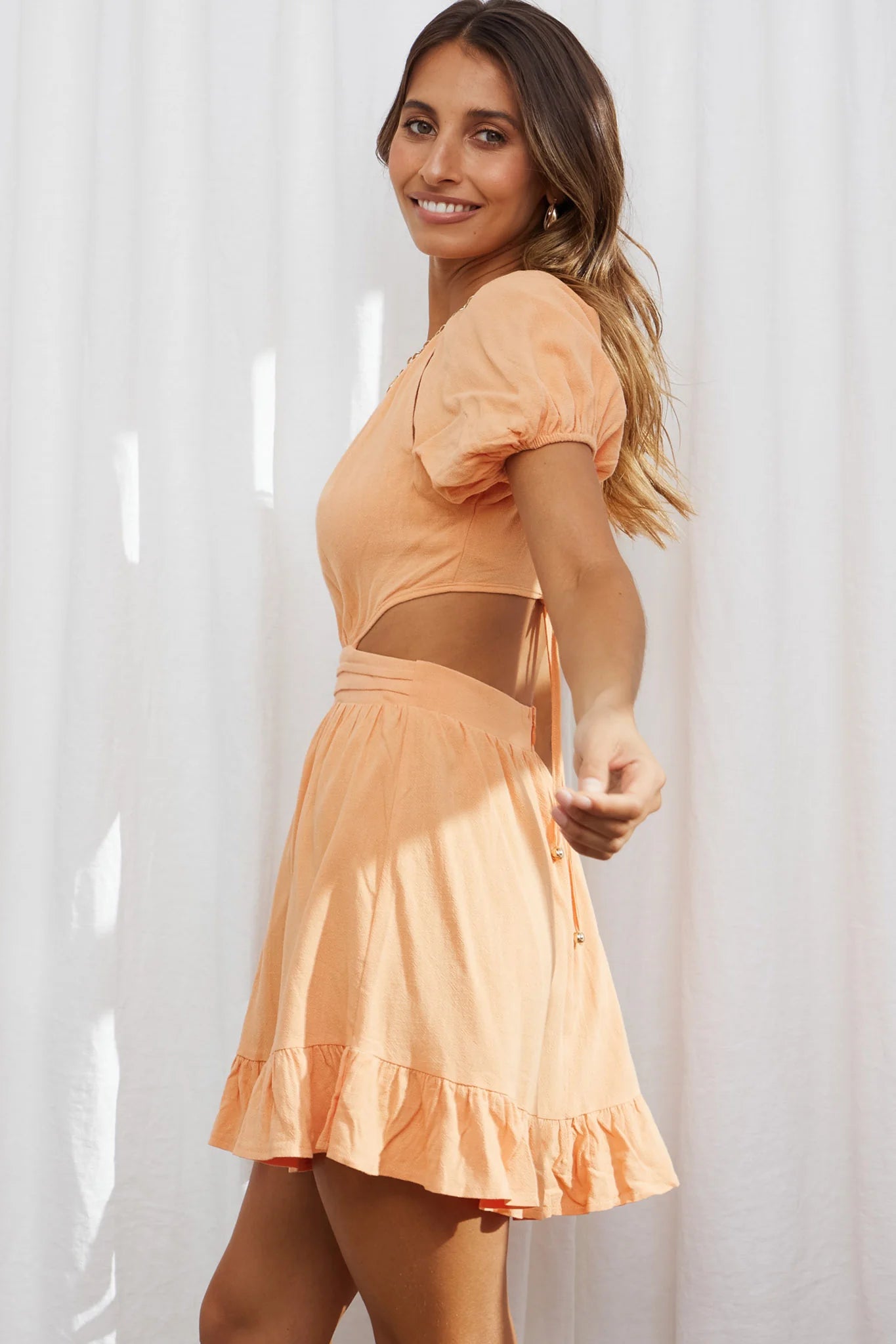 Kassidy Cut-Out Waist Mini Dress Tangerine