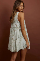Kennedi String Tie Shift Dress Floral Sage