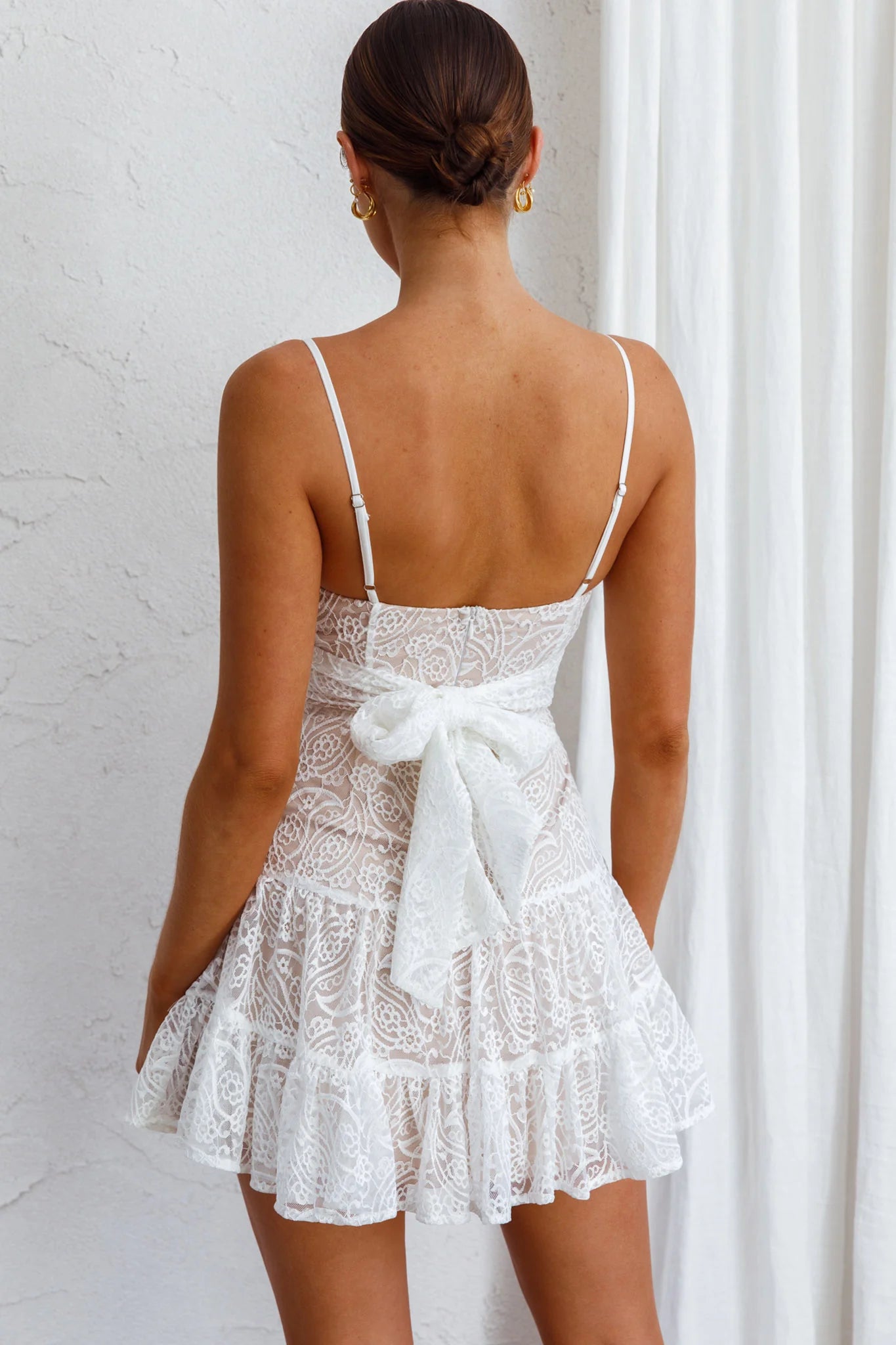 Just Like Heaven Lace Overlay Mini Dress White