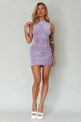 Midnight In London Lace-Up Side Mini Dress Lavender