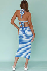 Makaria Cut-Out Crochet Midi Dress Blue