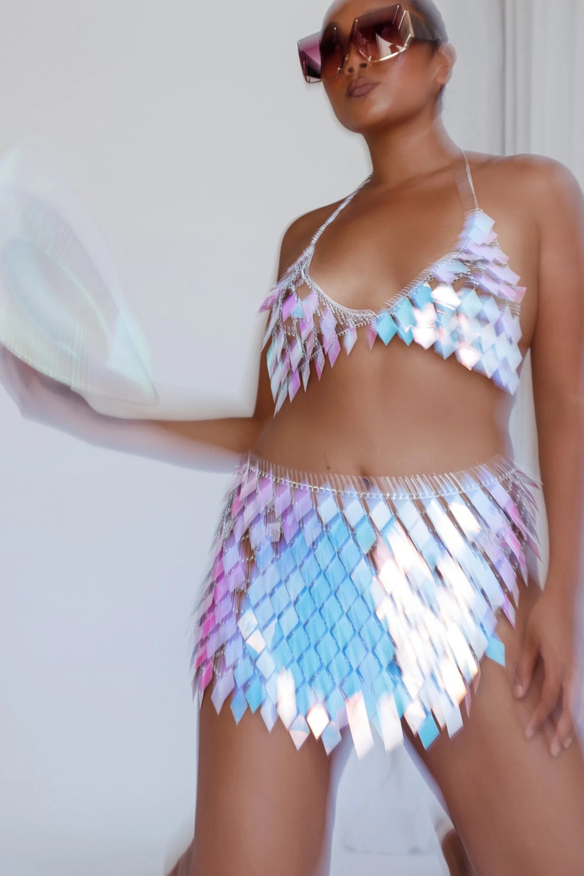 River Festival Shiny Sequins 2 Piece Set Purple