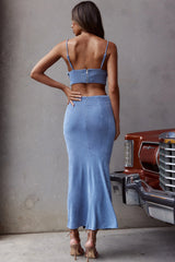 Mamacita Pleated Bust Midi Dress Midnight Blue