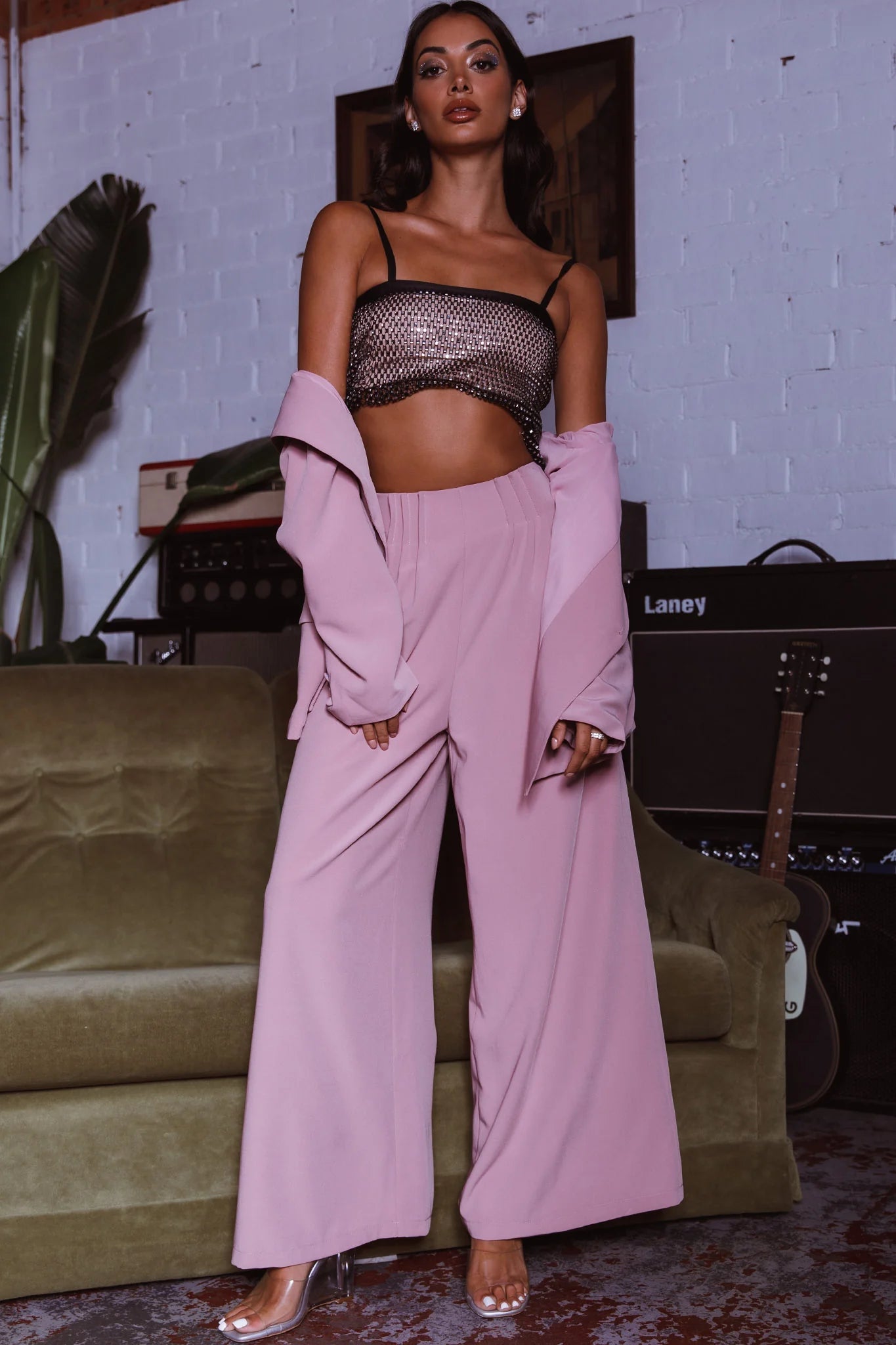Vous Etes Belle Pleated Waist Pants Blush
