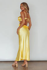 Stole My Heart Frill Trim Maxi Dress Yellow