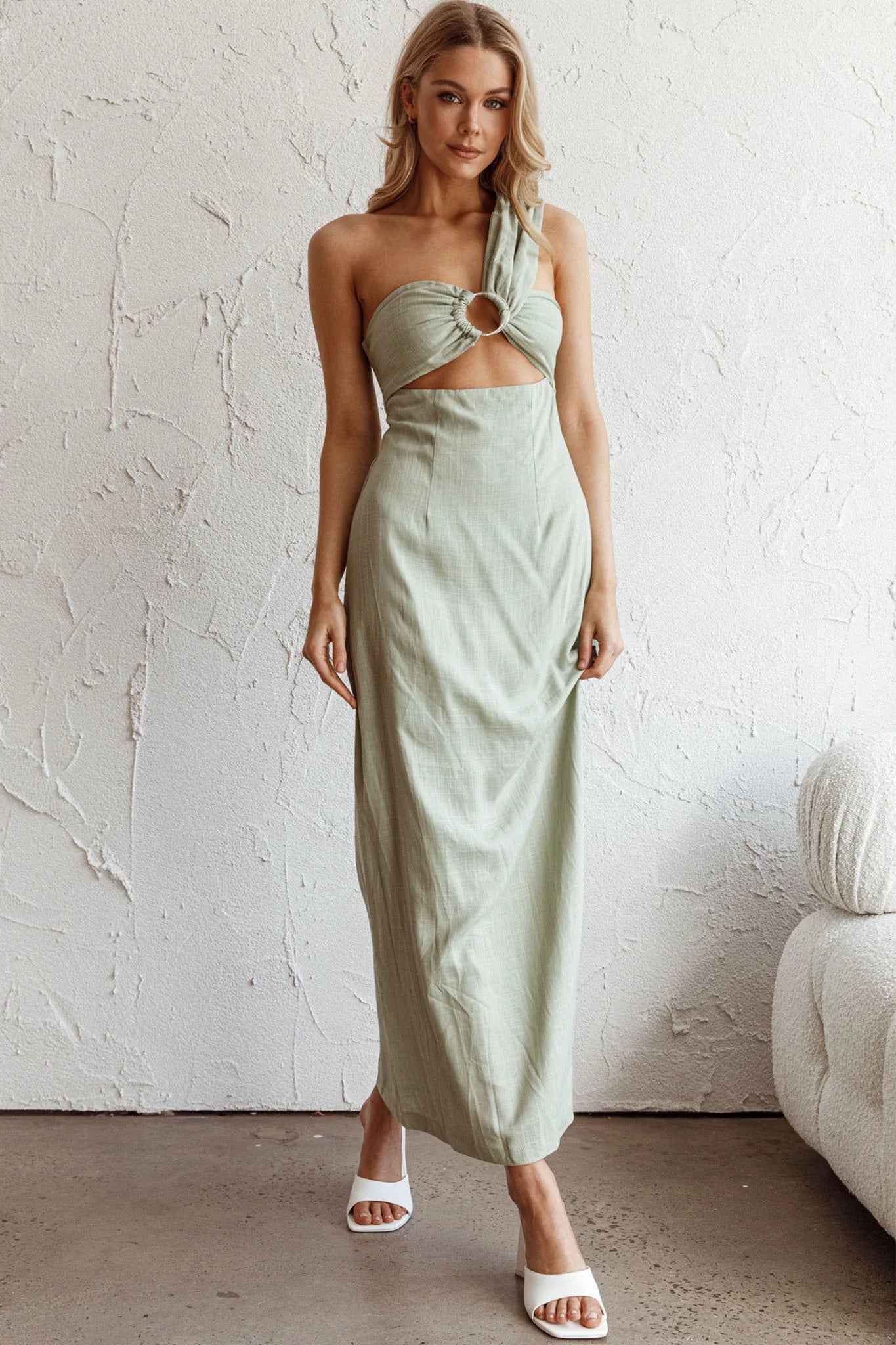 La Sierra Buckle Bust Midi Dress Pistachio