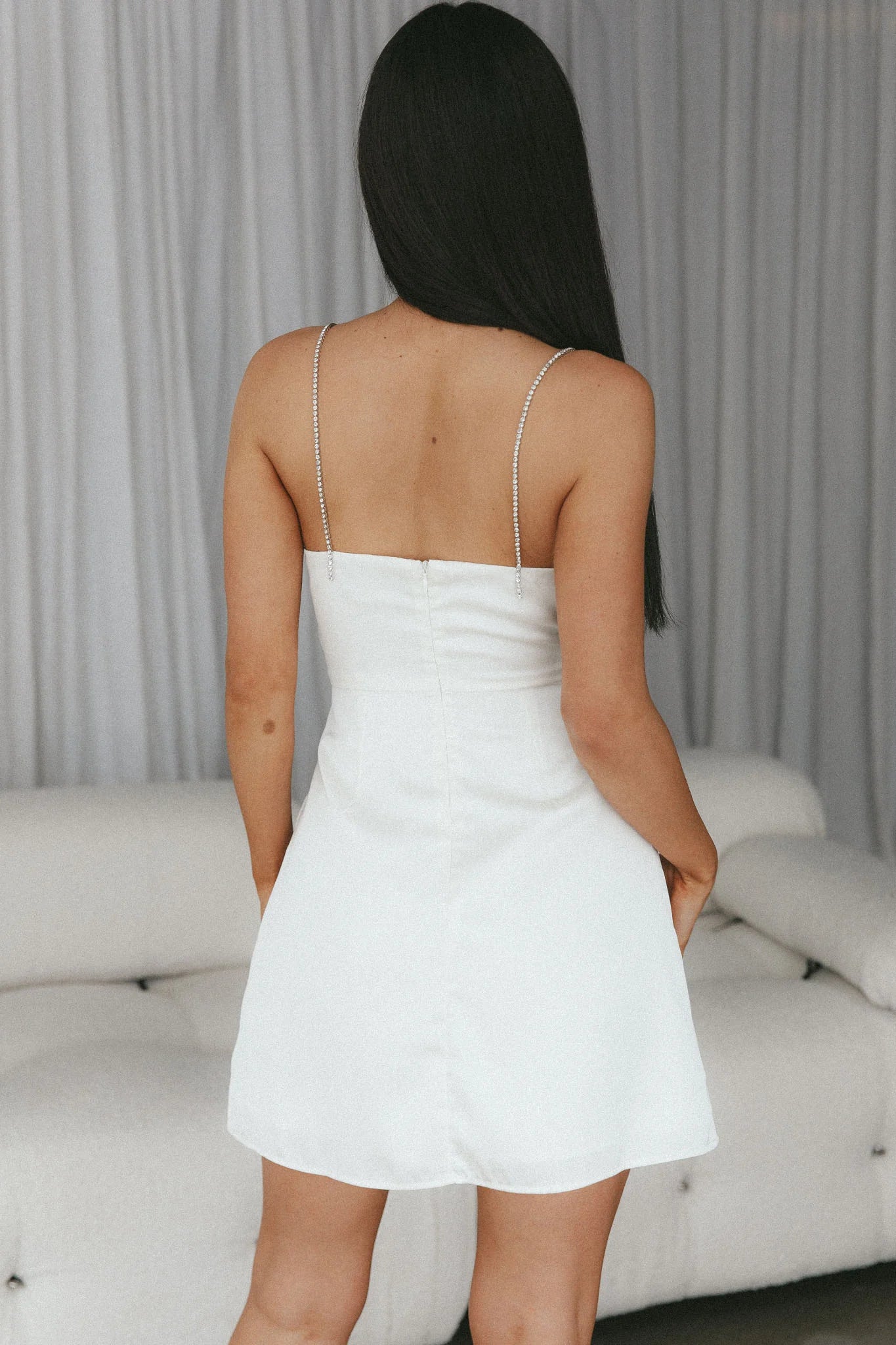 Insignia Twist Bust Diamante Mini Dress Cream