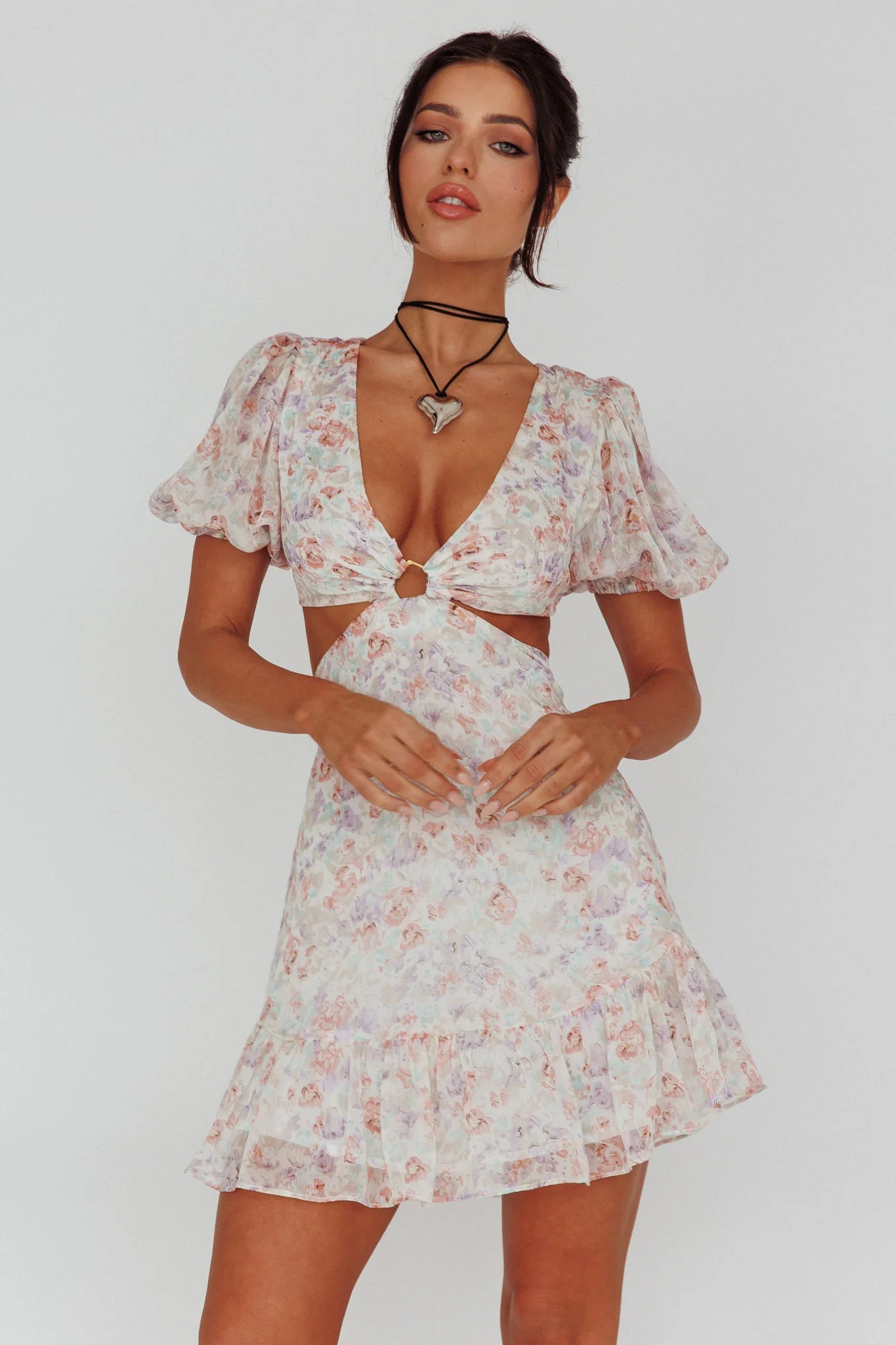 Graciele Laced Back Cut-Out Mini Dress Floral Blush