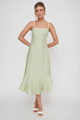 Noni Cami Strap Swing Midi Dress Pistachio