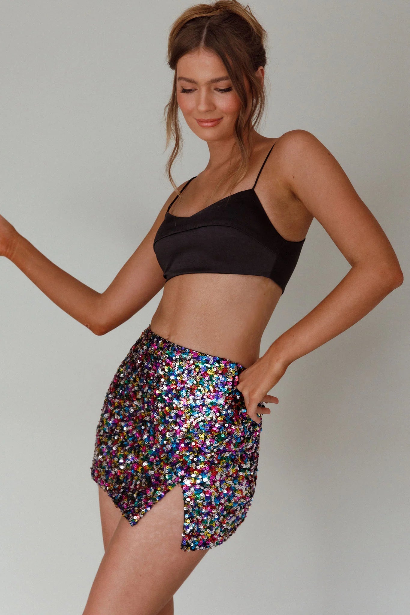 La Nuit Sequin Mini Skirt Multi