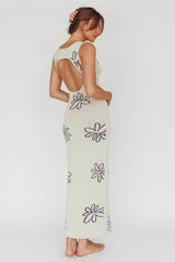 Sunland Knit Maxi Dress Flower Cream