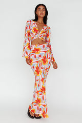 Avalo Bell Sleeve Crop Top Floral Pink