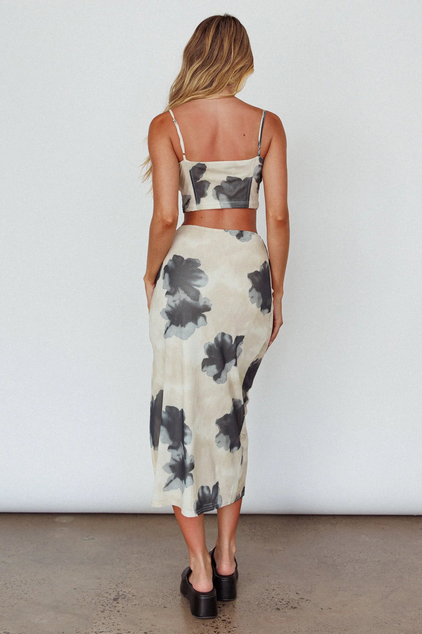Miss You Midi Skirt Floral Cream
