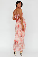Sayna Ruched Front Midi Dress Floral Pink