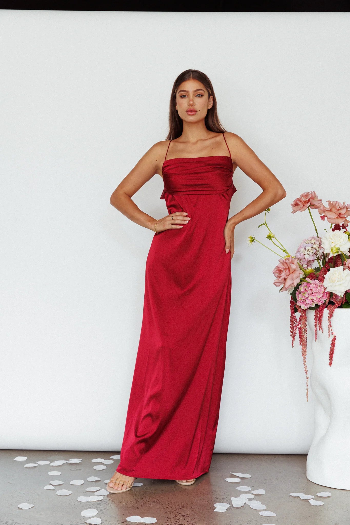 Love Letters Strappy Cowl Back Dress Burgundy