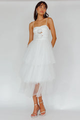 Seraphina Rose Bodice Tulle Midi Dress White