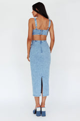 Kainani Cut-Out Waist Midi Dress Denim Blue