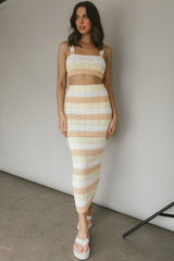 Chase The Sunrise Knit Maxi Skirt Lemon Butter