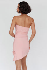 Cadiz Strapless Ruched Mini Dress Pink