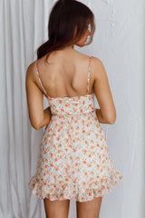 Summer Breeze Gathered Bust Mini Dress Floral Yellow