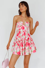 Horizons Frill Trim Mini Dress Floral Pink