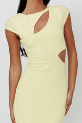 Elenice Cap Sleeve Cut-Out Midi Dress Lemon