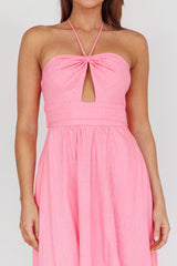 Maravilhosa Keyhole Halter Midi Dress Pink